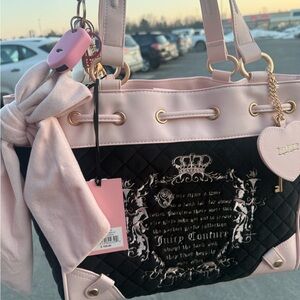 Juicy Couture Black and Pink Tote with Bow Accent